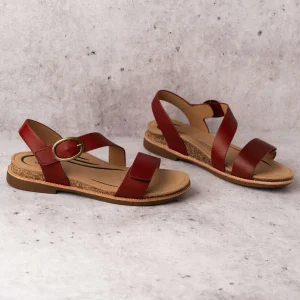 Aetrex - Tamara Arch Support Adjustable Sandal in Black & Red Leather