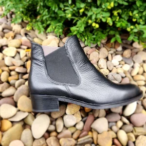 Ara - Pamela Wide Black Leather Chelsea Ankle Boot