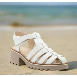 ARA Phoenix White Leather Lug Sole Fisherman Sandal