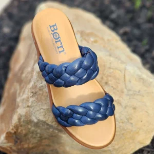 Børn - Freesia Braided Leather Flat Sandal in Blue