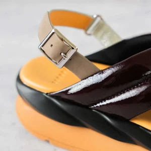4CCCCEES - Mellow Me Plum Patent Platform Sandal