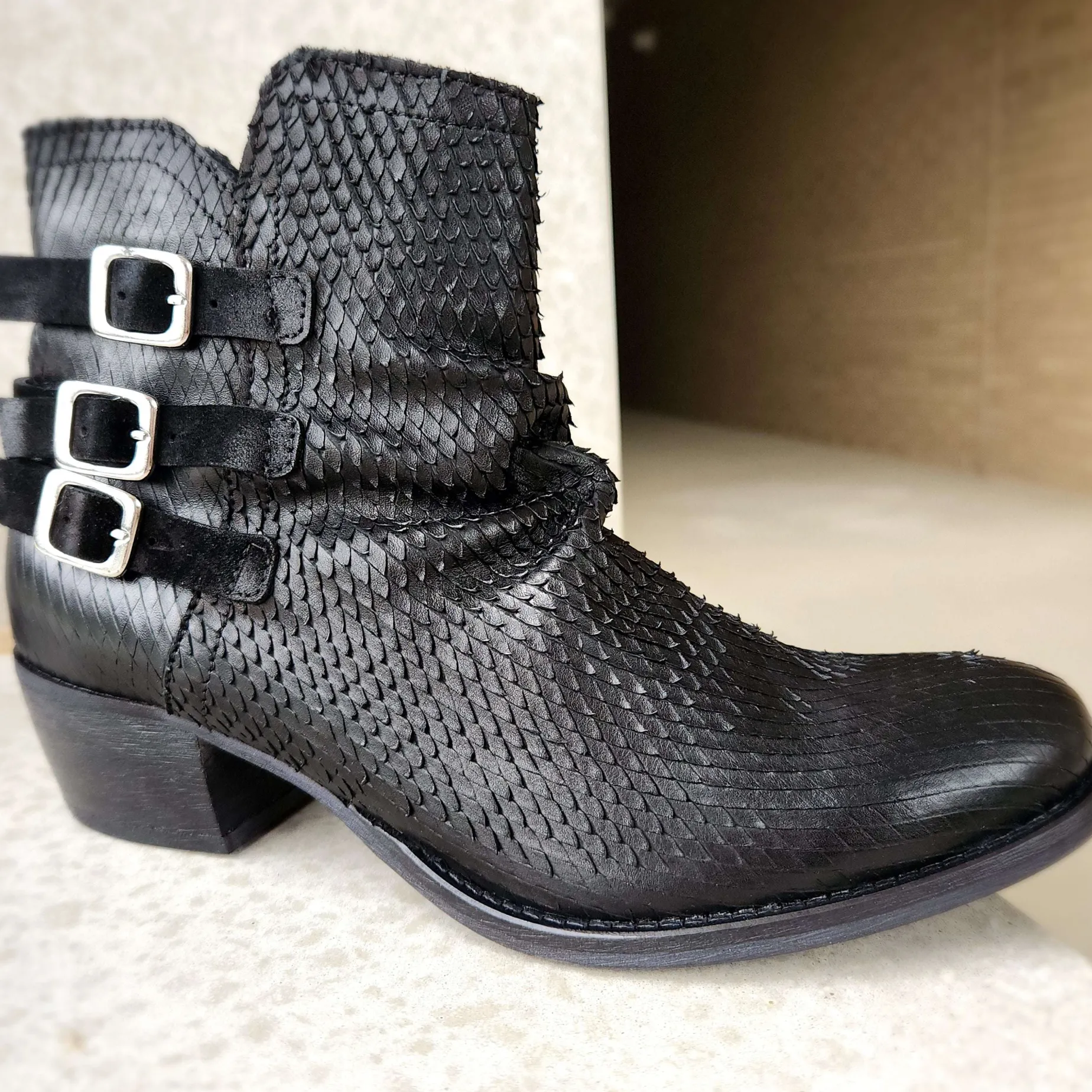 eric_michael__carlita_low_2.webp Eric Michael - Carlita Low Heel Buckle Boot