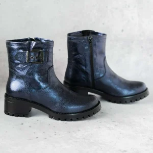 Eric Michael - Leah Metallic Blue Lug Sole Boot