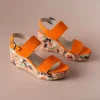 ERIC MICHAEL CRETE Orange Suede High Platform Wedge Sandal