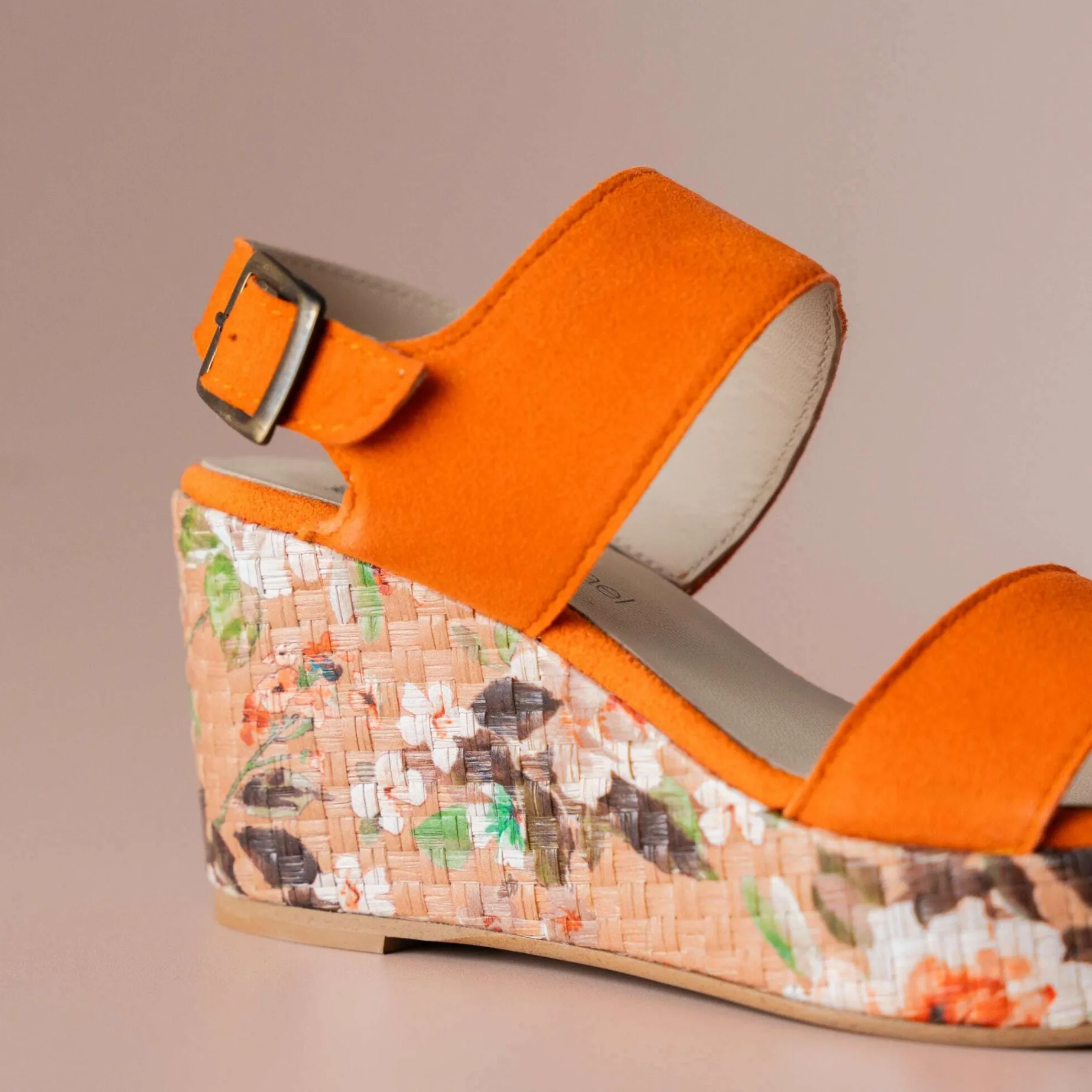 eric_michael_crete_orange_1.webp ERIC MICHAEL CRETE Orange Suede High Platform Wedge Sandal