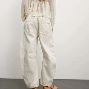 FREE PEOPLE - Good Luck Mid-Rise Barrel Jean - Milk