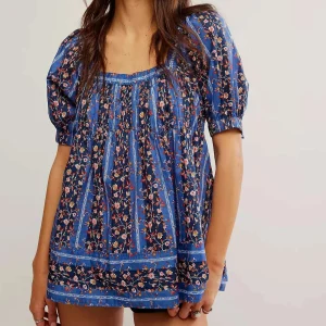 FREE PEOPLE - Vintage Lover Blouse - Dutch Blue Combo