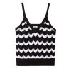525 - Izzie Chevron Knit Tank - Black & White