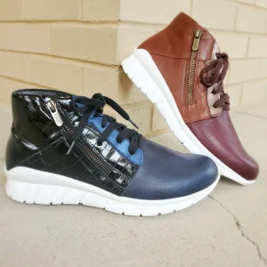 Naot Polaris high top lace up side zipper leather sneaker in cheetah print