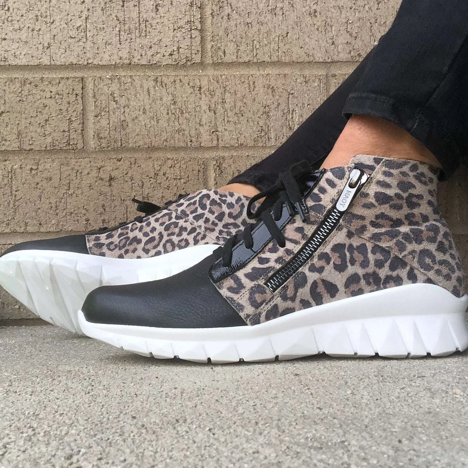 naot_polaris_high_top_lac_2.webp Naot Polaris high top lace up side zipper leather sneaker in cheetah print
