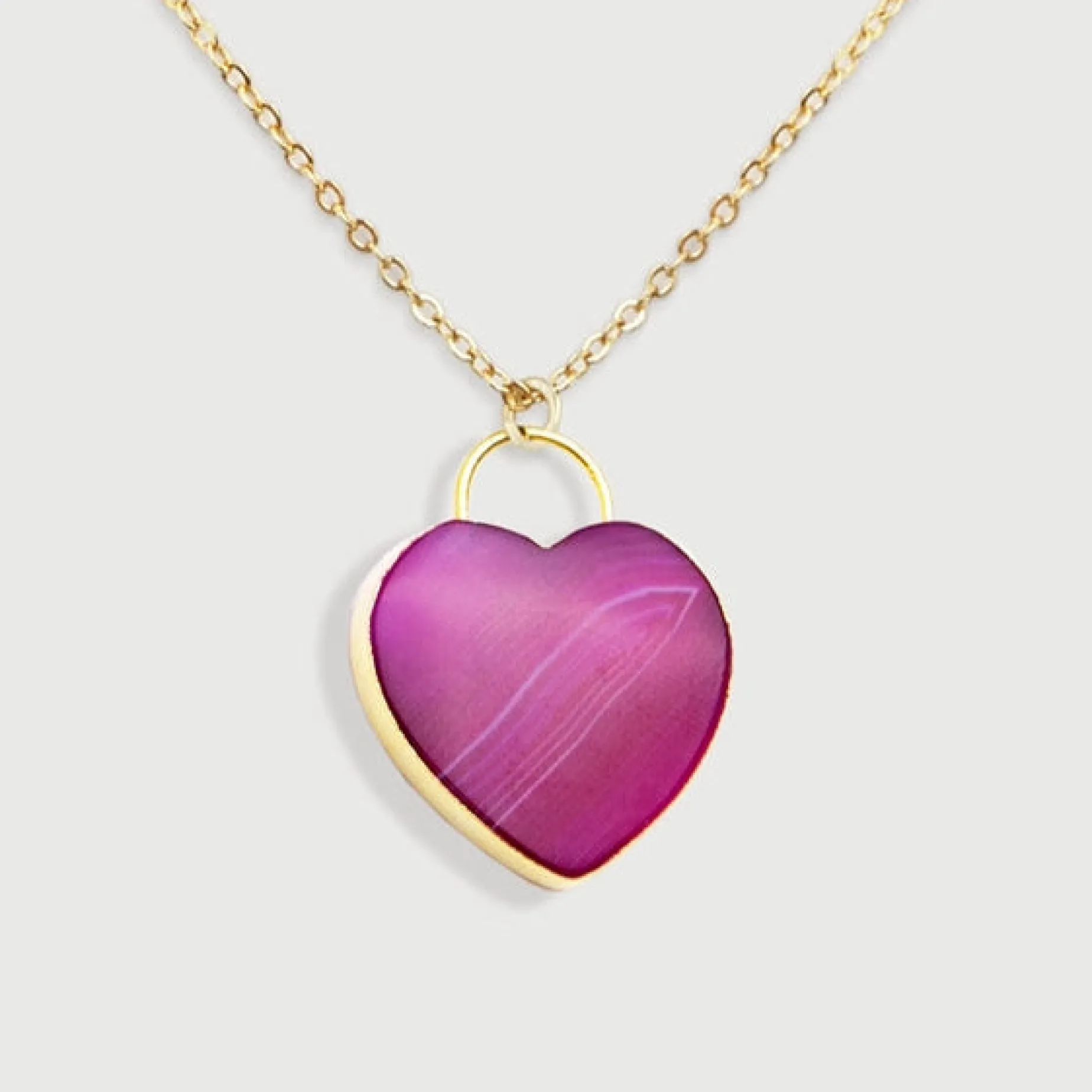 saachi__agate_heart_neckl_1.webp Saachi - Agate Heart Necklace - Pink