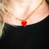 Sahira Jewelry - Chain Heart Necklace - Red