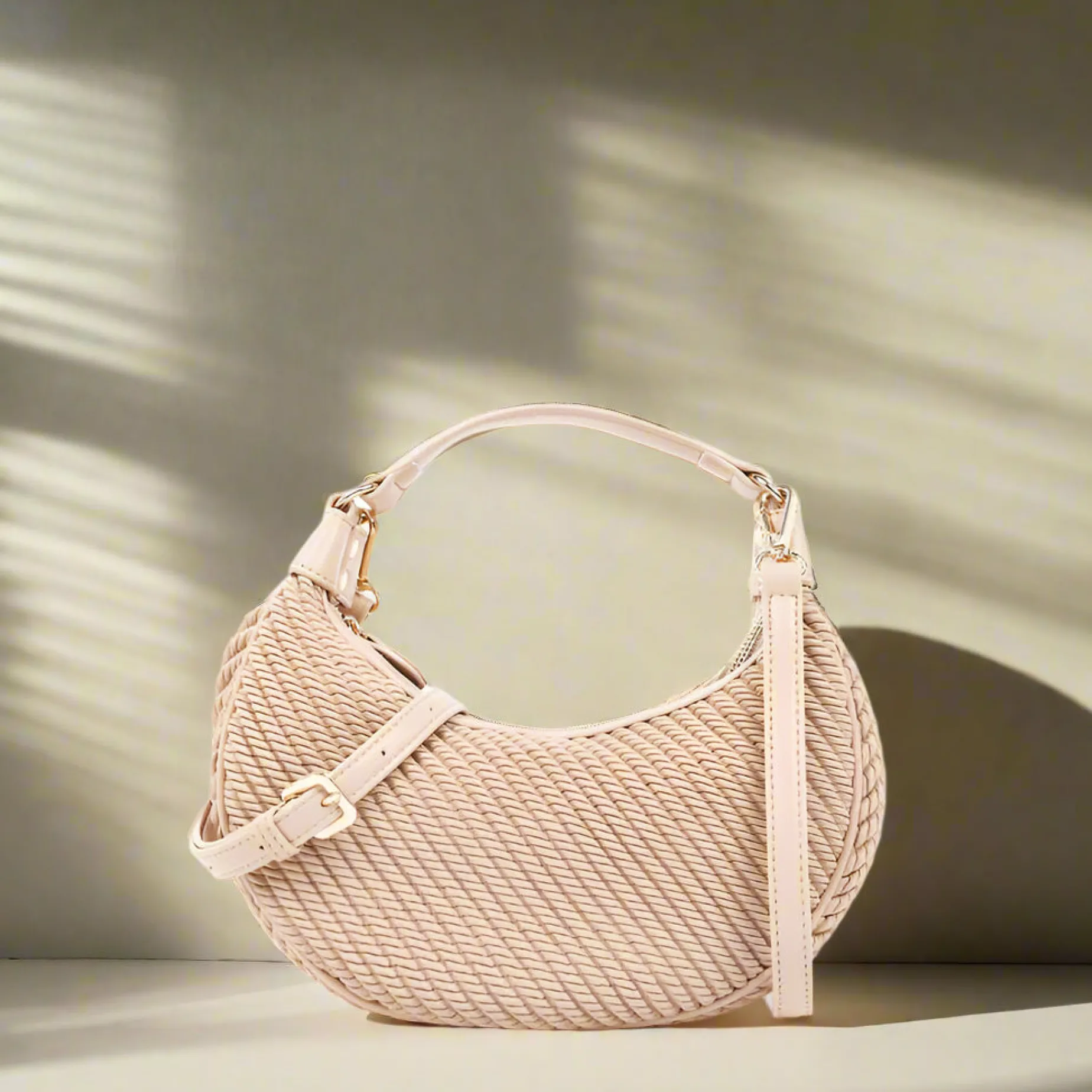 sondra_roberts__embossed__0.webp SONDRA ROBERTS - Embossed Faux Leather Mini Hobo - Tan