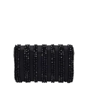 SONDRA ROBERTS - Metallic Beaded Clutch - Black