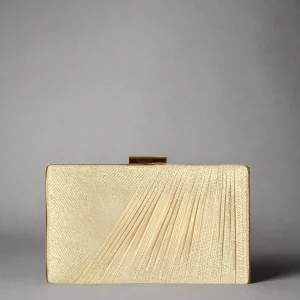 SONDRA ROBERTS - Pleated Box Clutch - Gold