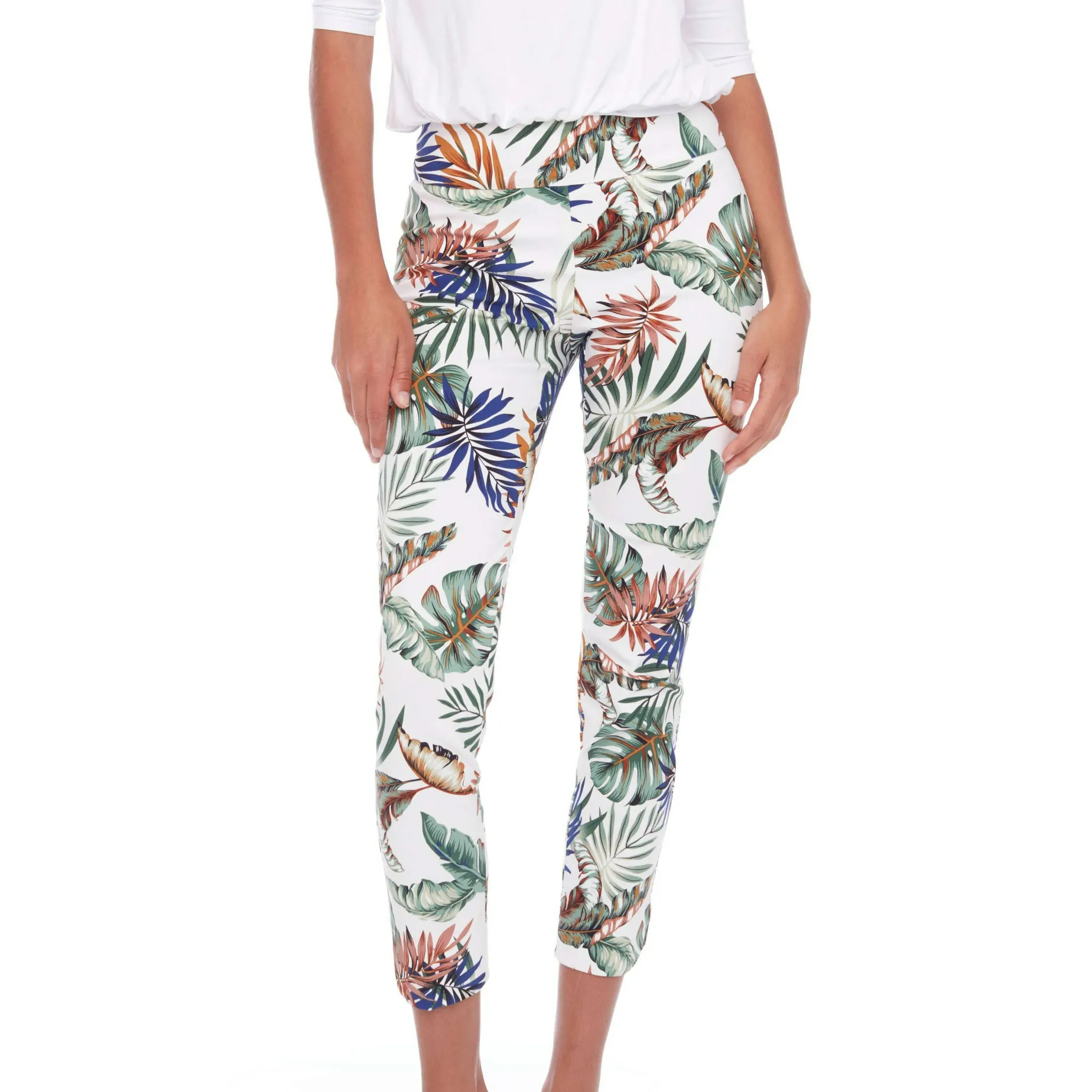 up__petal_slit_ankle_pant_0.webp Up! - Petal Slit Ankle Pant - Tropical Print