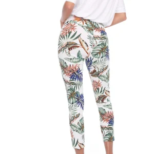 Up! - Petal Slit Ankle Pant - Tropical Print